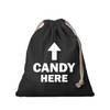 1x Katoenen Halloween tasje Candy Here zwart 25 x 30 cm - cadeauverpakking feest