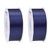 2x Luxe donkerblauwe satijnen lint rollen breed 4 cm x 25 meter cadeaulint verpakkingsmateriaal - Cadeaulinten