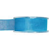 Hobby/decoratie organza sierlint - turquoise blauw - 2,5 cm x 20 meter - Cadeaulinten