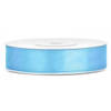 1x Lichtblauwe satijnlint rol 1,2 cm x 25 meter cadeaulint verpakkingsmateriaal - Cadeaulinten