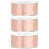 3x Perzik roze satijnlinten op rol 2,5 cm x 25 meter cadeaulint verpakkingsmateriaal - Cadeaulinten