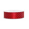 1x Rood satijnlint met stippen rol 2,5 cm x 25 meter cadeaulint verpakkingsmateriaal - Cadeaulinten