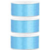 3x Lichtblauwe satijnlinten op rol 2,5 cm x 25 meter cadeaulint verpakkingsmateriaal - Cadeaulinten