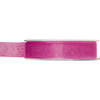 1x Fuchsia roze organzalint rollen 1,5 cm x 20 meter cadeaulint verpakkingsmateriaal - Cadeaulinten