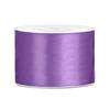 1x Lavendel satijnlint rollen 5 cm x 25 meter cadeaulint verpakkingsmateriaal - Cadeaulinten