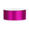 1x Fuchsia roze satijnlint op rol 2,5 cm x 25 meter cadeaulint verpakkingsmateriaal - Cadeaulinten