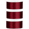 3x Bordeaux rode satijnlinten op rol 2,5 cm x 25 meter cadeaulint verpakkingsmateriaal - Cadeaulinten