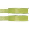 2x Groene organzalint rollen 1,5 cm x 20 meter cadeaulint verpakkingsmateriaal - Cadeaulinten