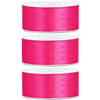 3x Donker roze satijnlinten op rol 2,5 cm x 25 meter cadeaulint verpakkingsmateriaal - Cadeaulinten