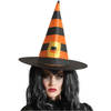 Halloween heksenhoed Stripes - one size - zwart/oranje - meisjes/dames - Verkleedhoofddeksels