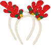 Christmas Decoration kerst haarband - 2x - rendier gewei - rood - polyester - Verkleedattributen