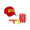 Brandweer met vlam carnaval pet met waterpistool brandblusser - Verkleedattributen