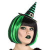 Halloween heksenhoed - mini hoedje op diadeem - one size - zwart/groen - meisjes/dames - Verkleedhoofddeksels