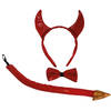 Funny Fashion Duivels verkleed setje - hoorntjes diadeem en staart/strik - rood - verkleed accessoires - Verkleedhoofdde