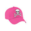 Foute party piraten verkleed pet / cap doodskop roze voor dames en heren - Verkleedhoofddeksels