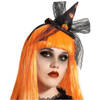 Halloween heksenhoed - mini hoedje op diadeem - one size - zwart/oranje - meisjes/dames - Verkleedhoofddeksels