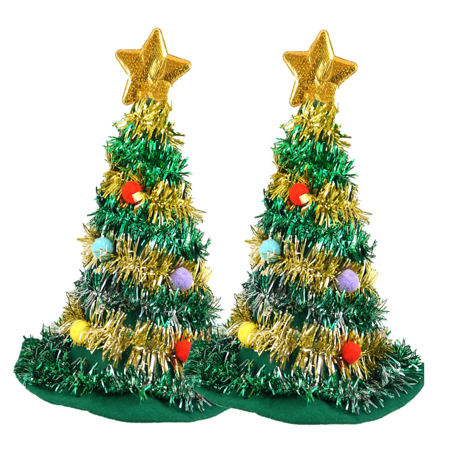 Henbrandt kerstboom hoeden/mutsen - 2x - 43 cm - voor volwassenen - Kerstmutsen