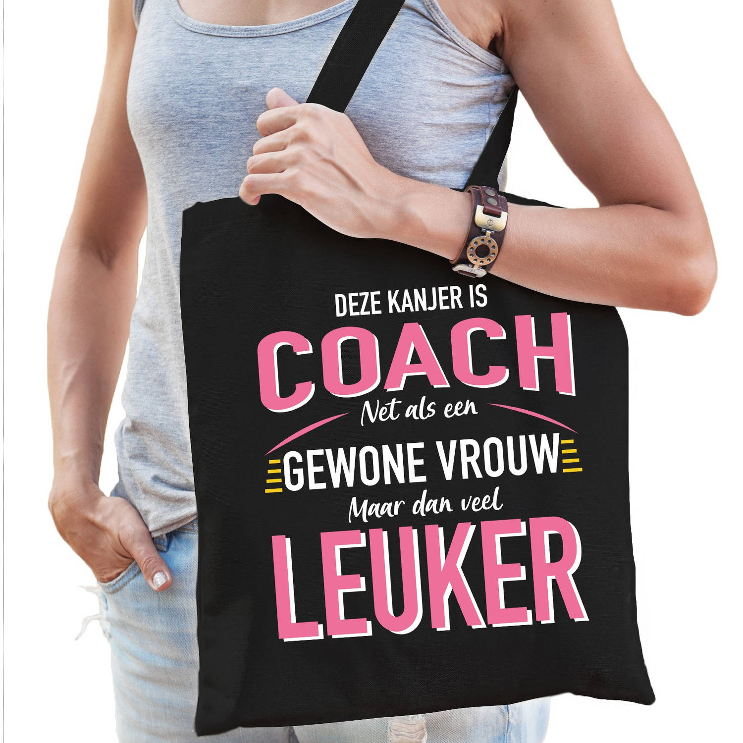 Gewone vrouw-coach cadeau tas zwart voor dames Feest Boodschappentassen