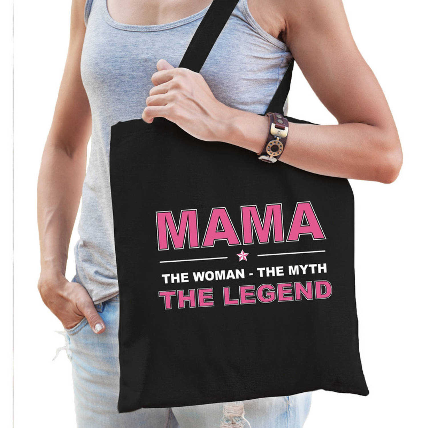 Mama the legend tas zwart voor dames moederdag cadeau Feest Boodschappentassen