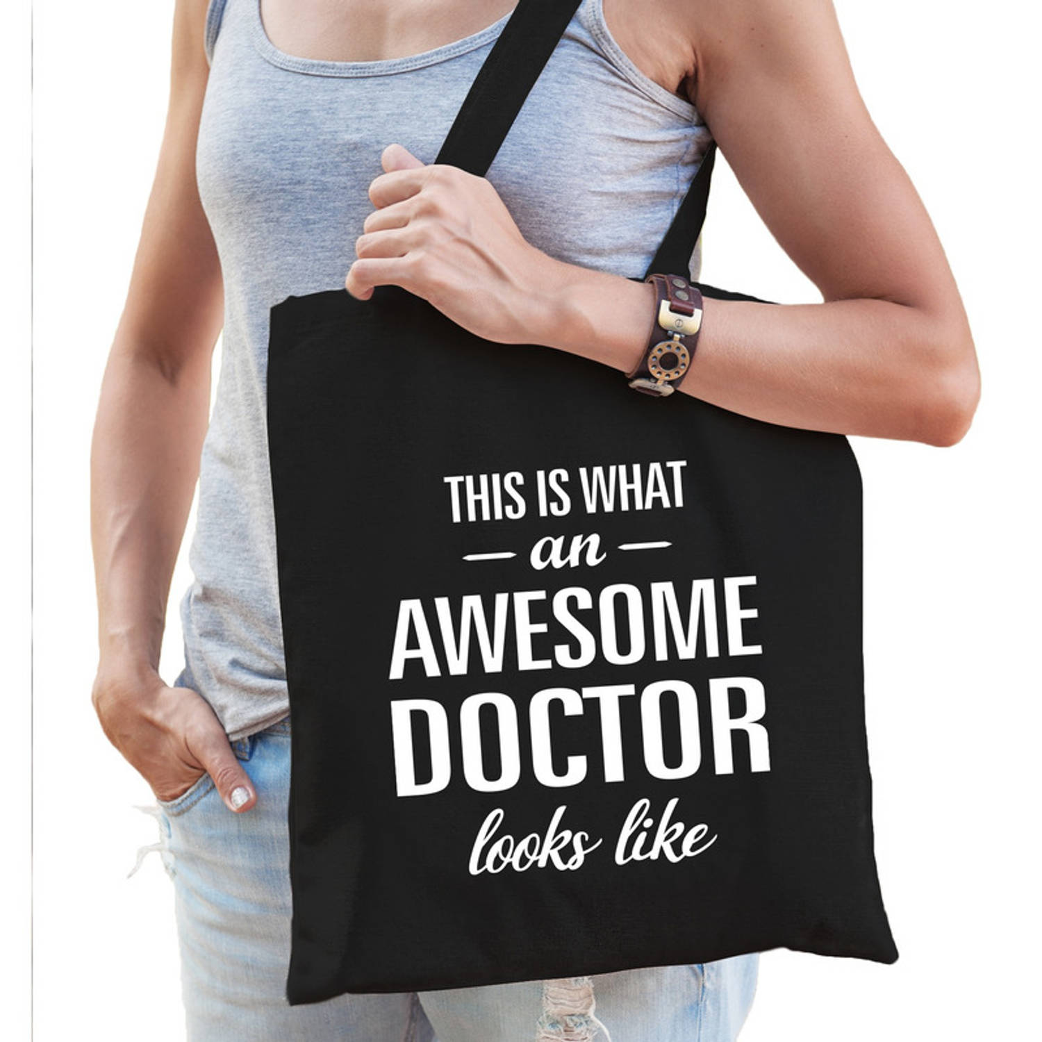 Awesome doctor-dokter cadeau tas zwart voor dames Feest Boodschappentassen