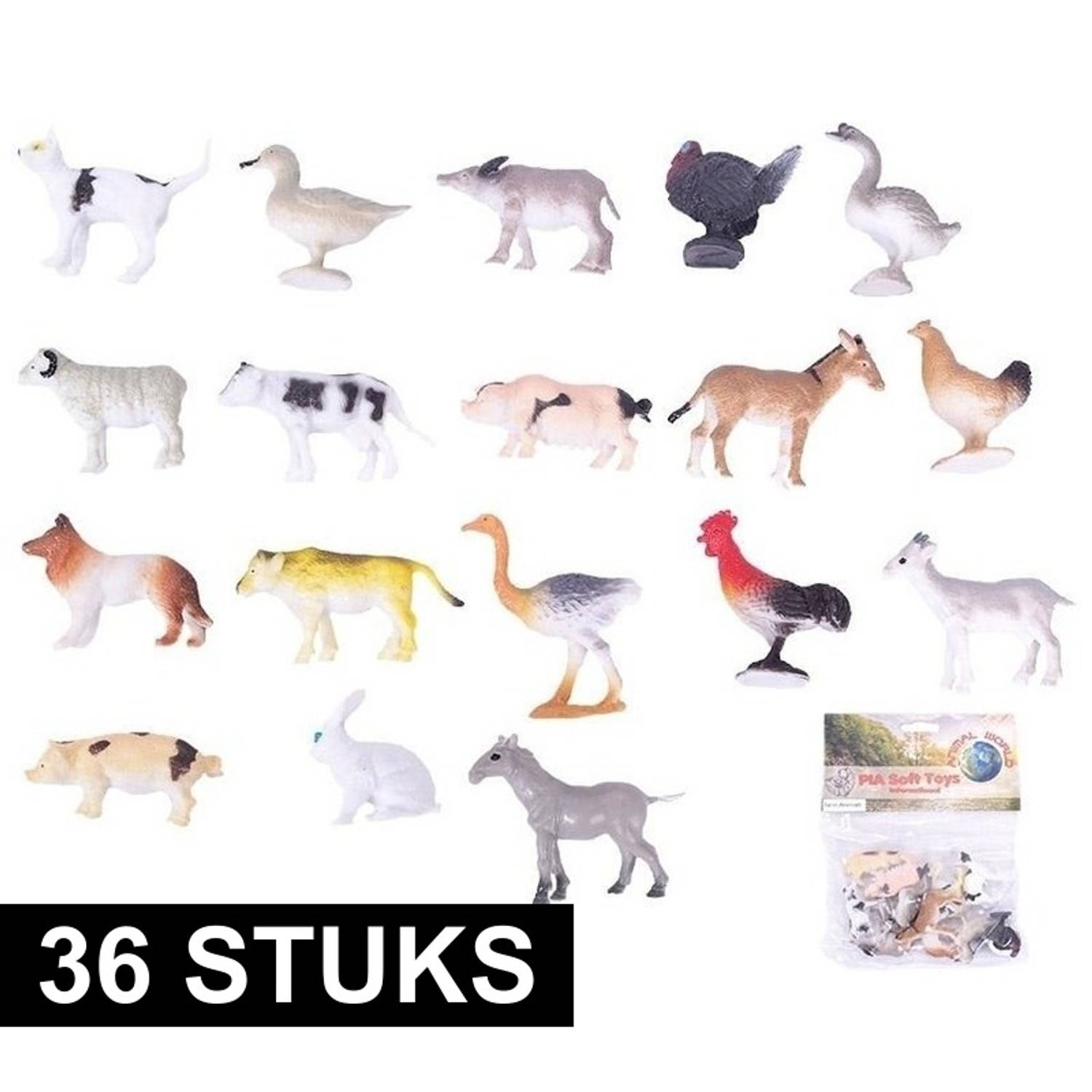 36x Plastic boerderij diertjes speelfiguren Speelfigurenset