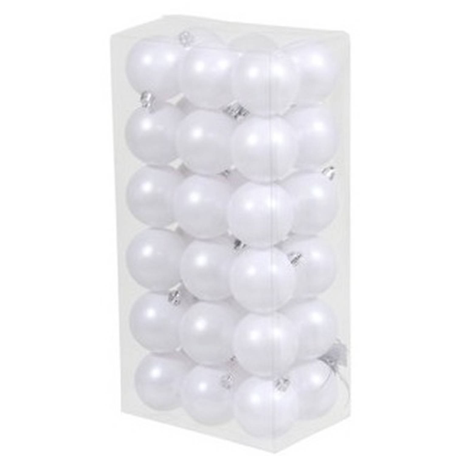 36x Witte Kunststof Kerstballen 6 Cm Mat Onbreekbare Plastic Kerstballen Kerstboomversiering Wit