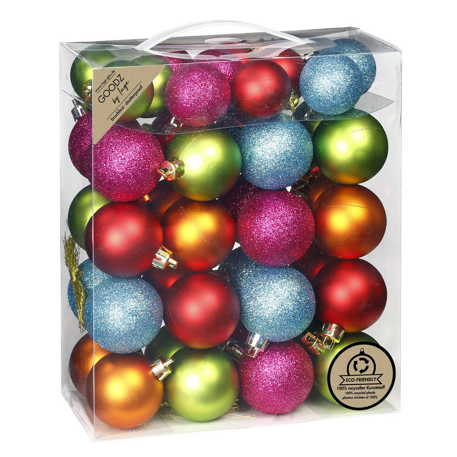 Inge Christmas kerstballen 44x st- gekleurd kunststof mix Kerstbal