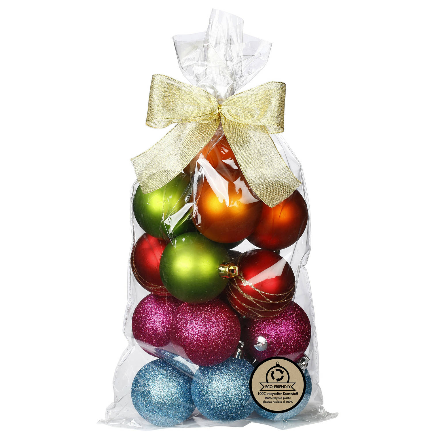 Inge Christmas kerstballen 16x st- gekleurd kunststof 6 cm Kerstbal