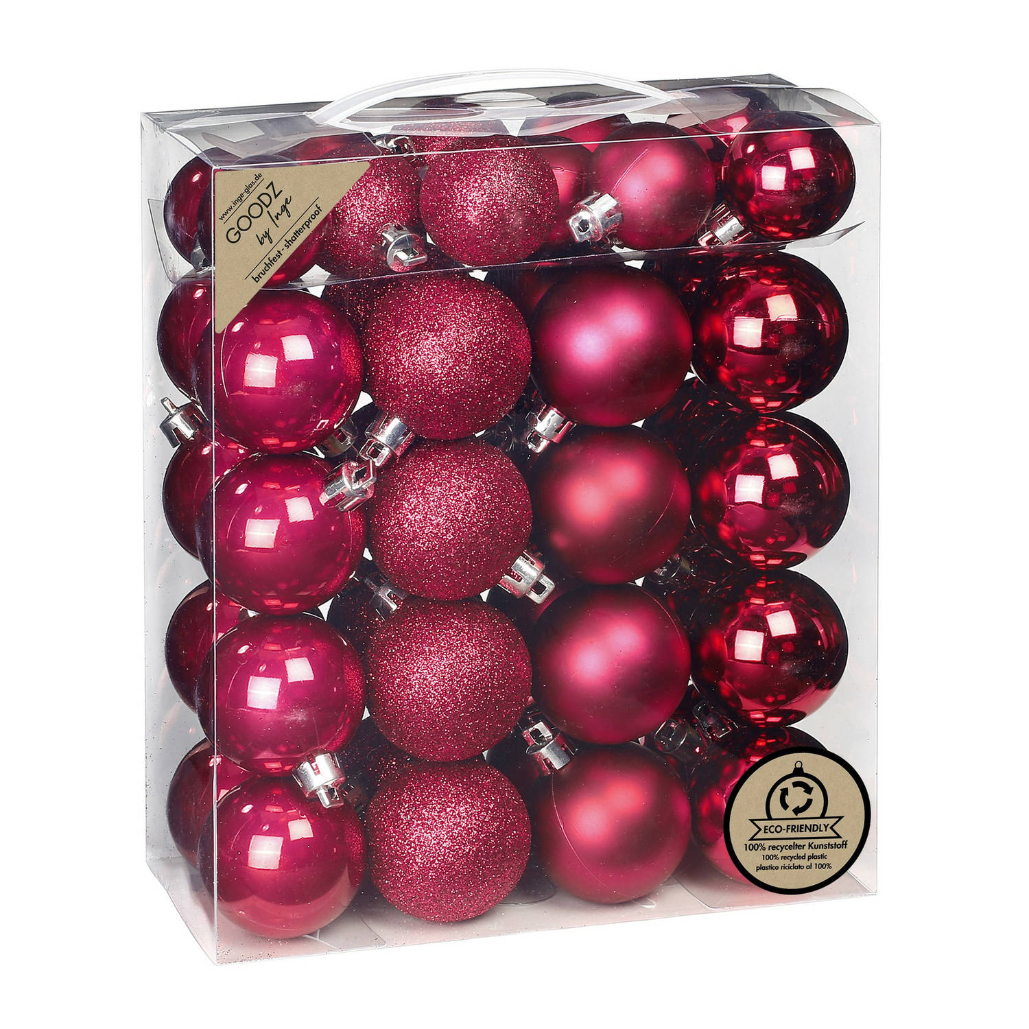 Inge Christmas kerstballen 44x st- bessen roze kunststof mix Kerstbal
