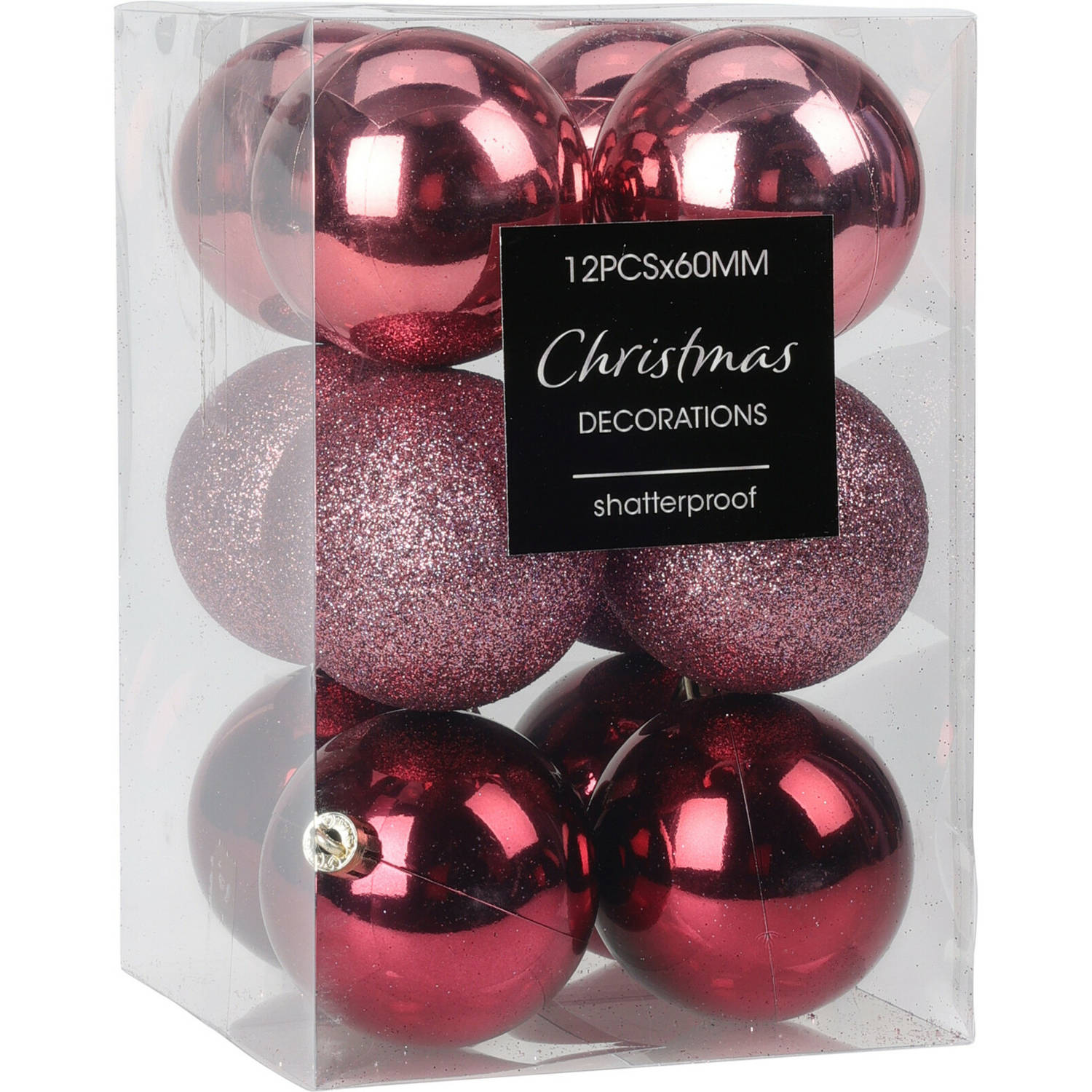 Christmas Decoration kerstballen 12x -6 cm-kunststof -roze