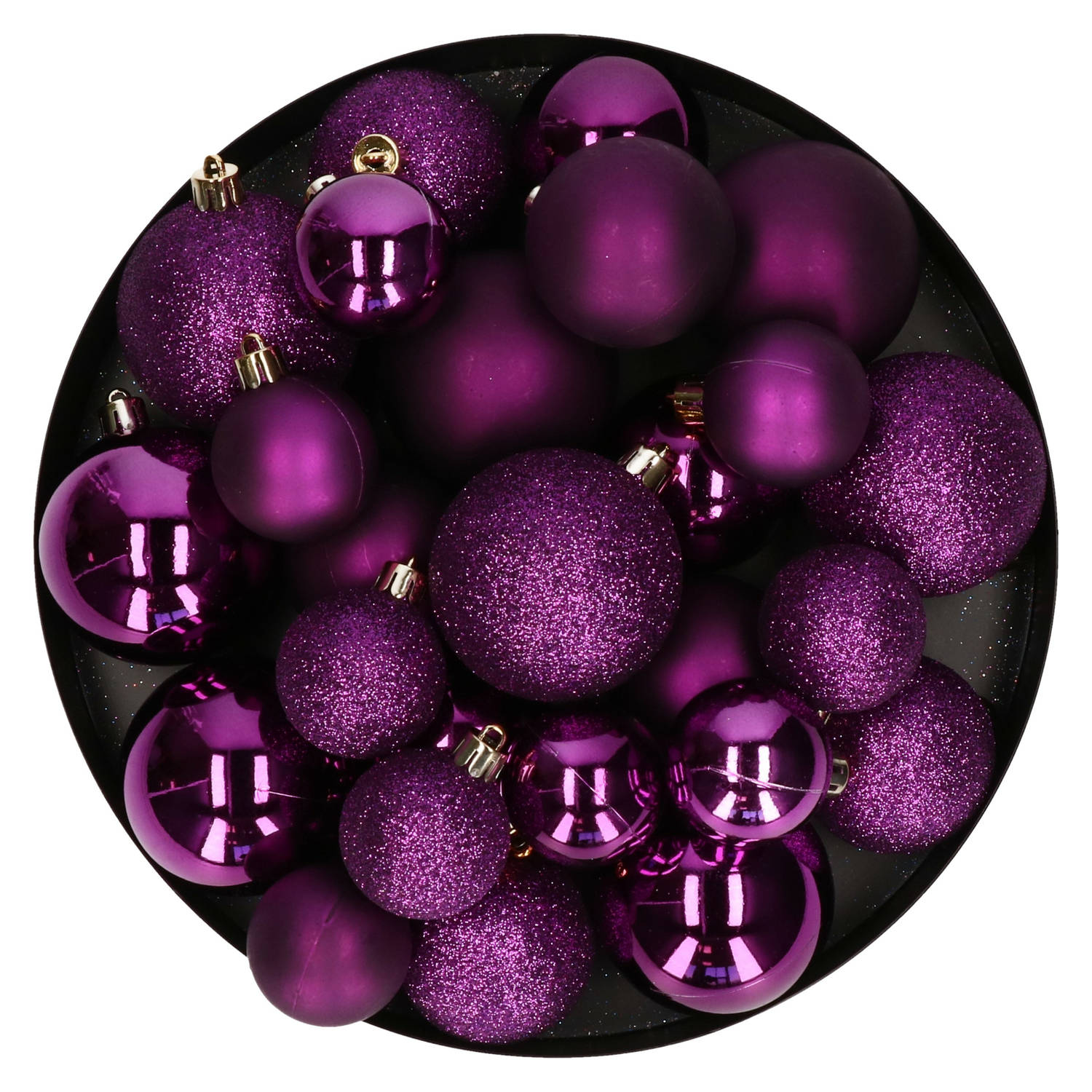 Decoris kerstballen 30x paars 4, 5 en 6 cm -kunststof Kerstbal