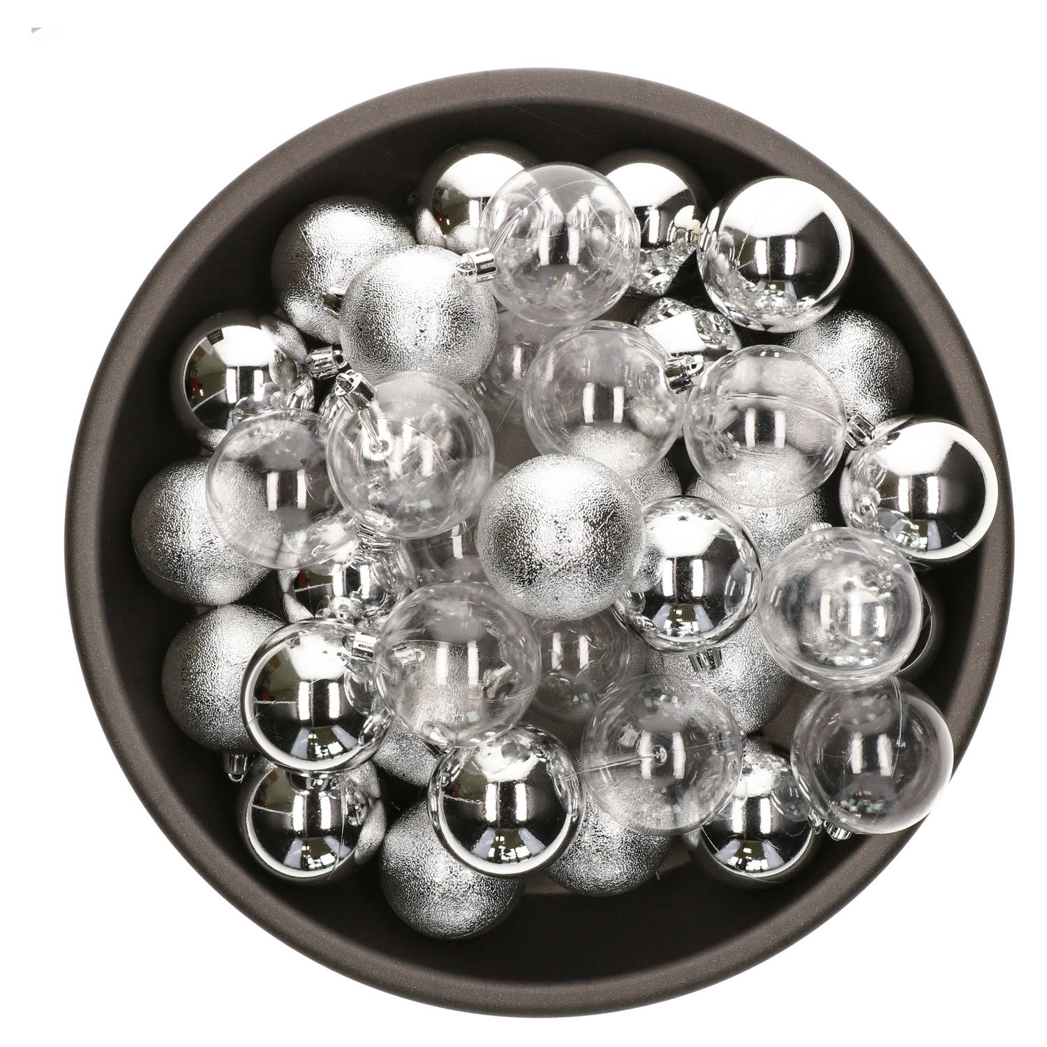 Decoris kerstballen - 25x stuks - 6 cm -kunststof - zilver