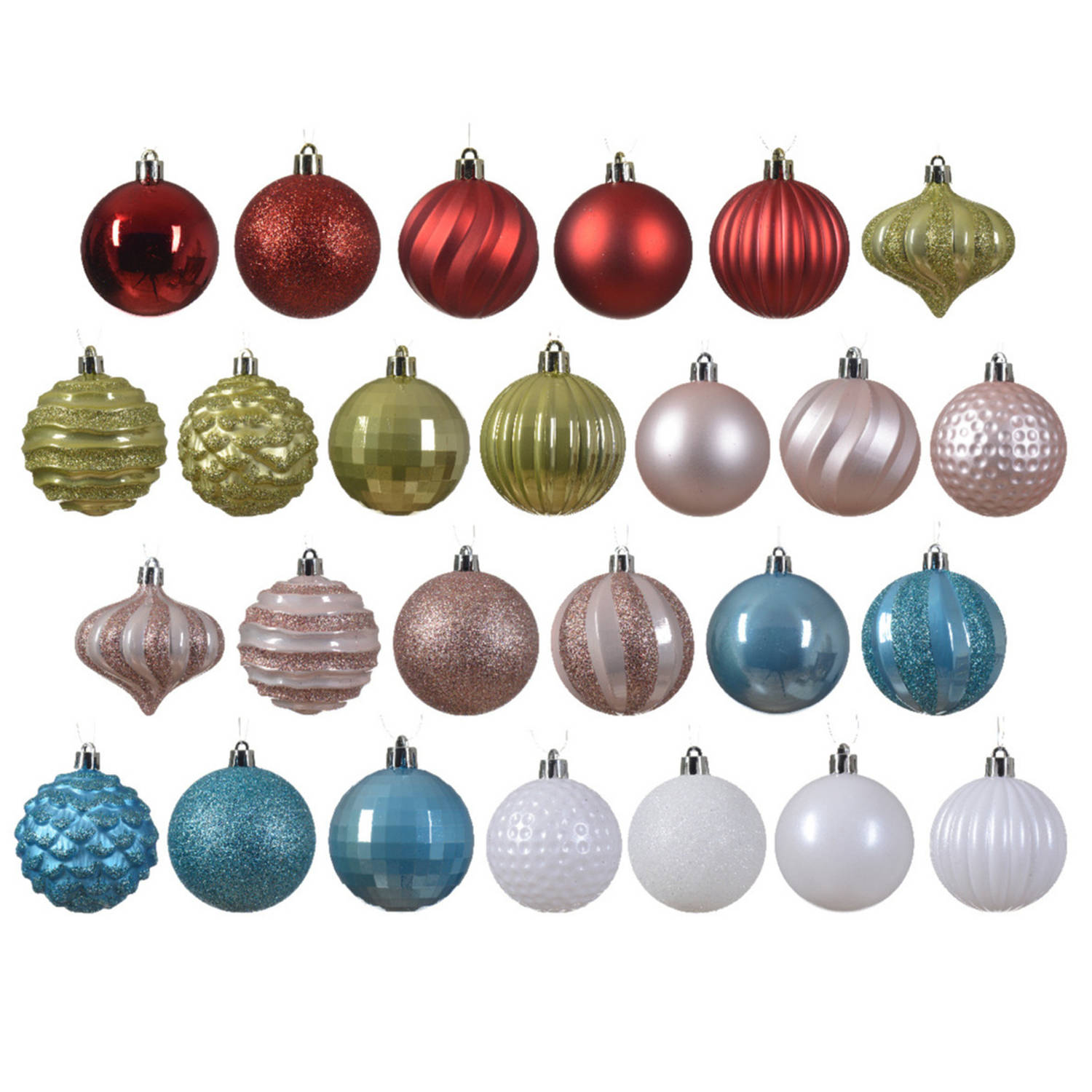 Decoris kerstballen - 30x st kunststof - gekleurd - 7 cm