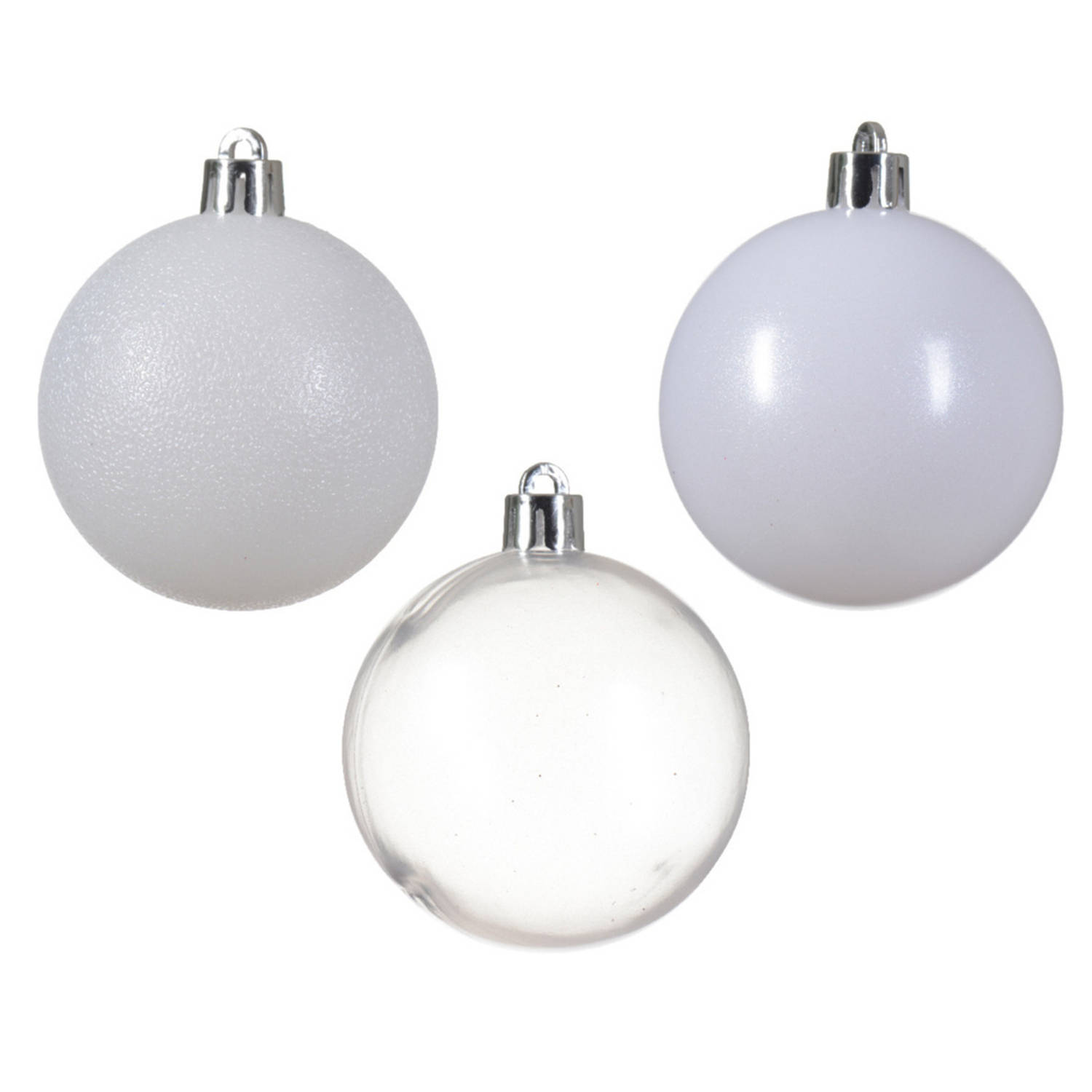 Decoris kerstballen - 25x stuks - 6 cm -kunststof - wit
