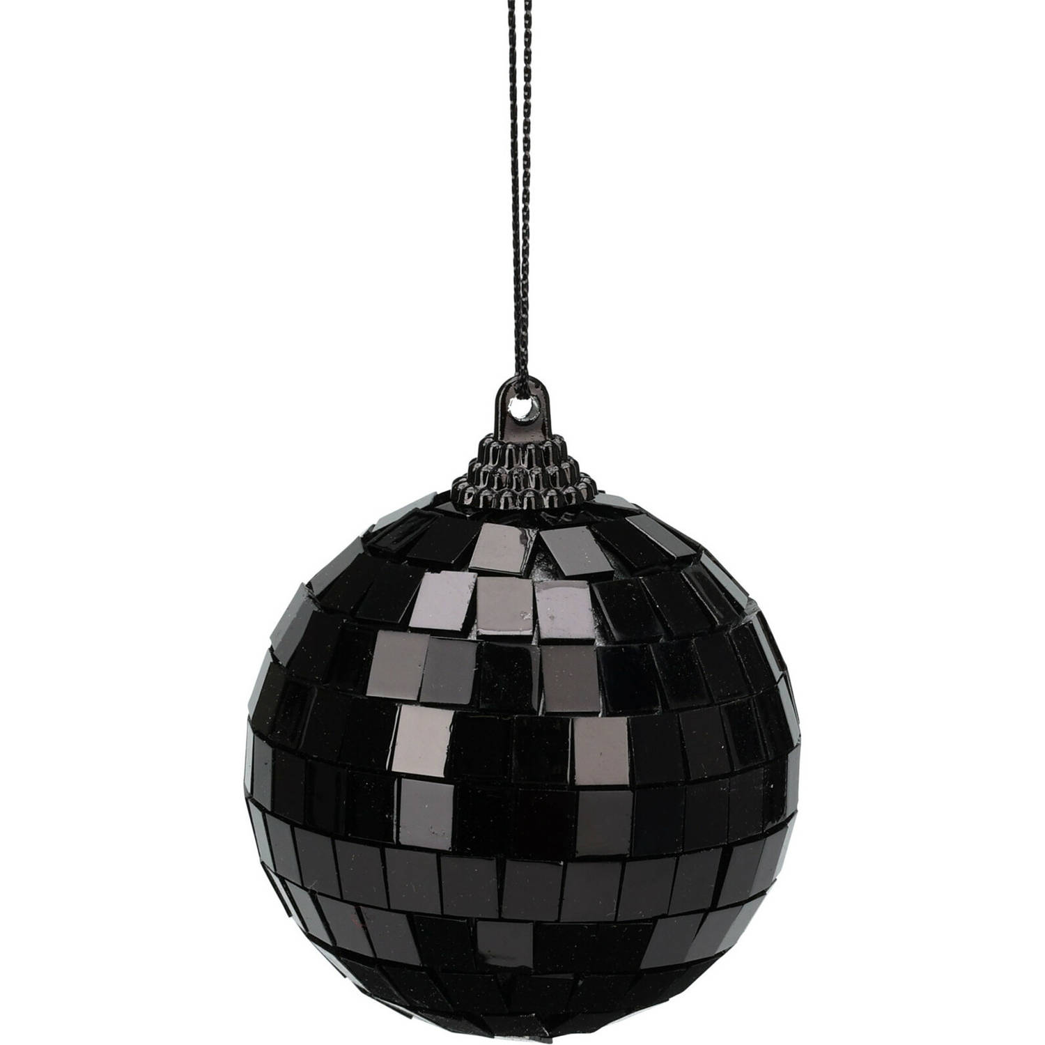 Christmas Decoration disco kerstbal 1x st zwart 6 cm kunststof Kerstbal