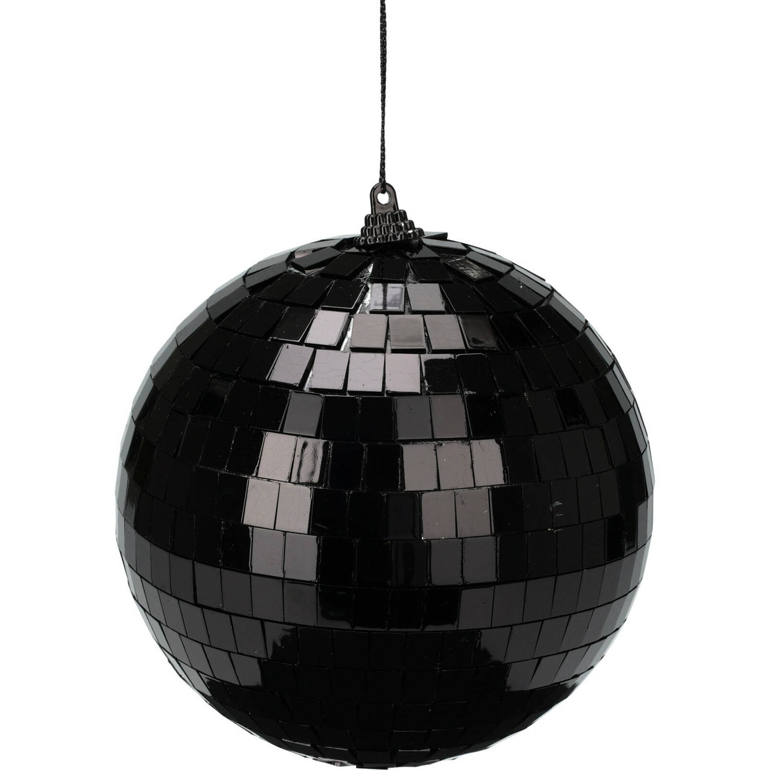 Christmas Decoration disco kerstbal 1x st zwart 12 cm kunststof Kerstbal