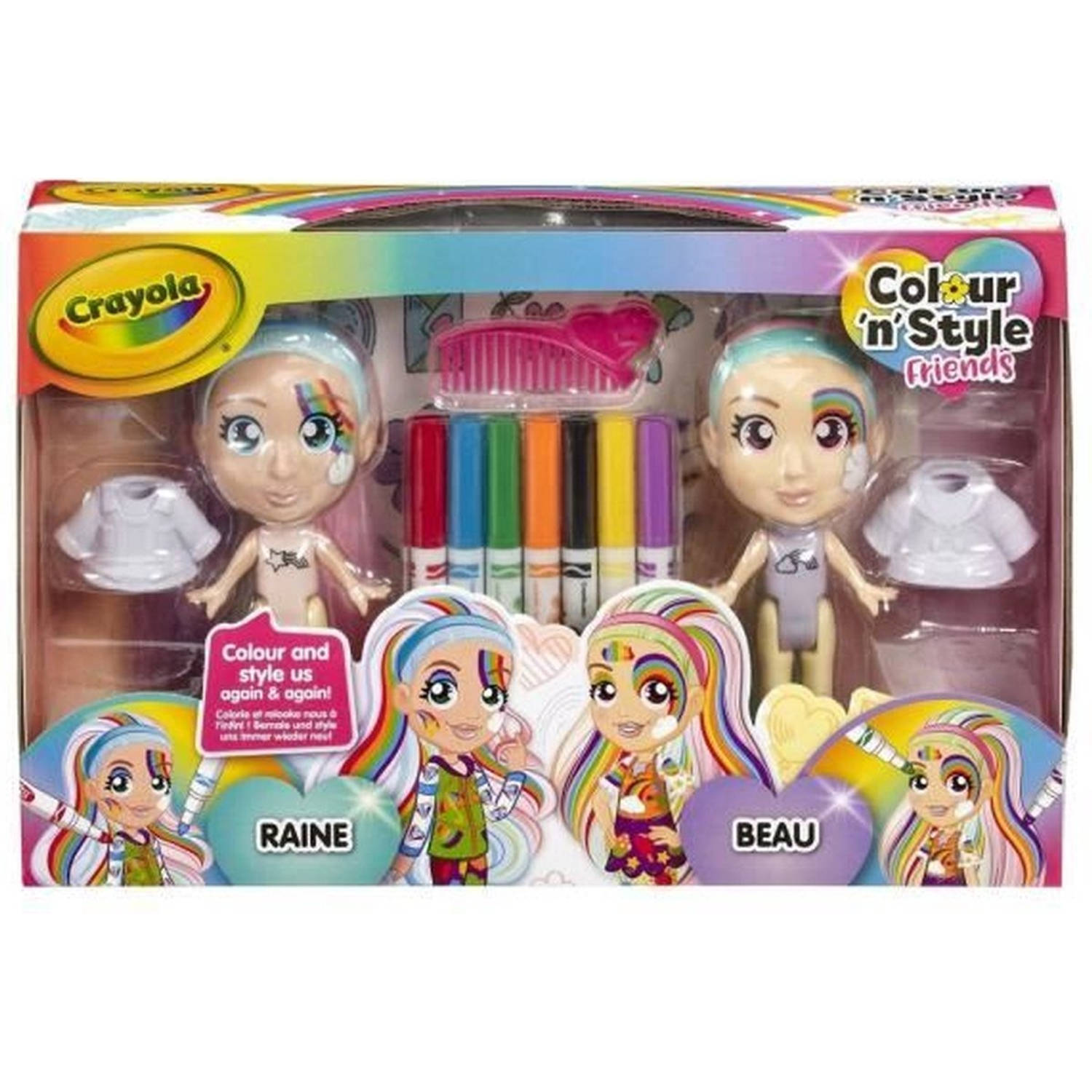 Crayola Colour & Style Rainbow Twins - 2 deluxe poppen - Versier en kleed aan!