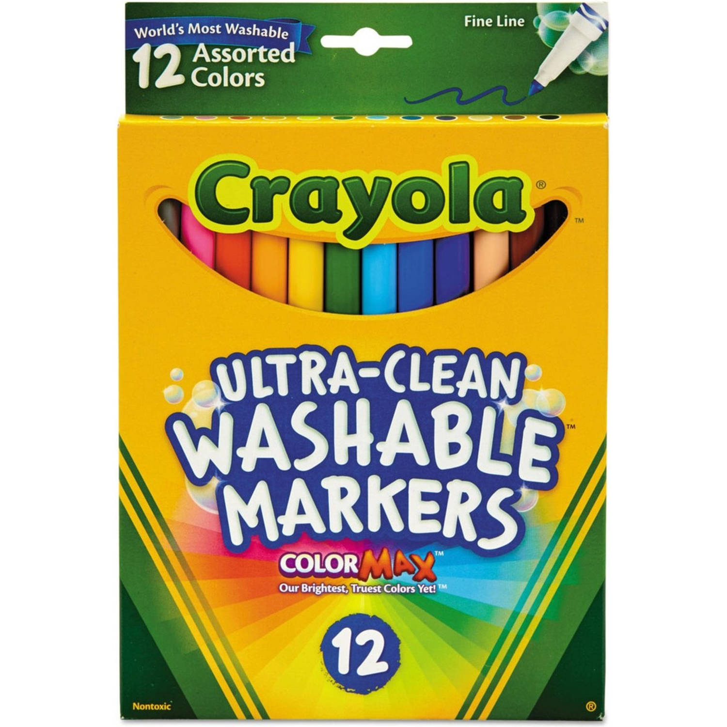 Crayola Ultra-clean Washable Markers - 12 stuks Color max met fijne punt