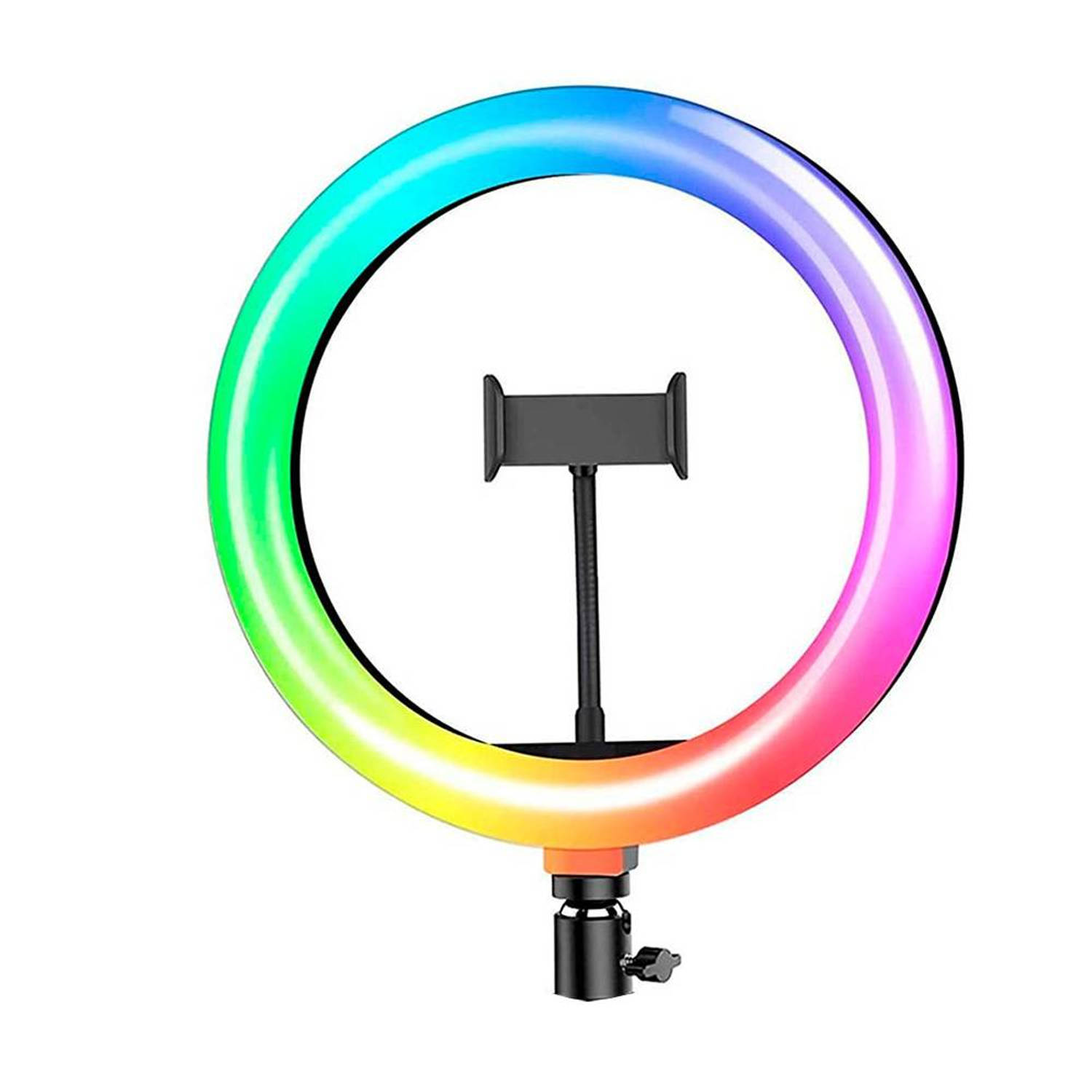 Ringlamp multi kleuren 10 inch Ringlight RGB incl. smartphone houder + afstandsbediening