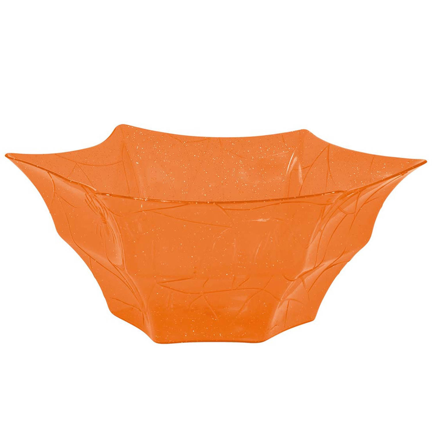 Halloween trick or treat snoepschaal oranje kunststof 30 x 14 cm Feestdeurdecoraties