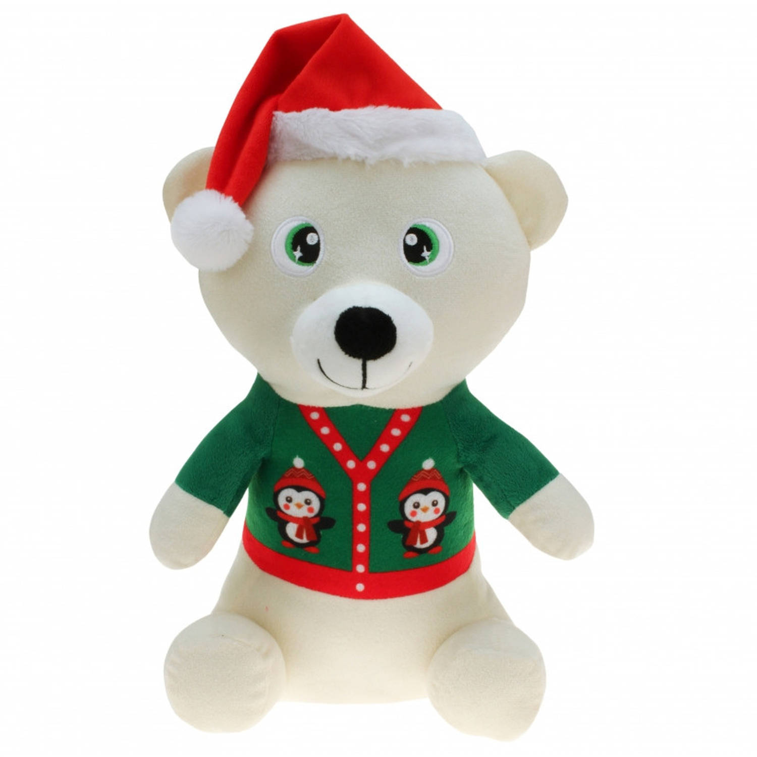 Witte beren knuffelbeer 30 cm kerstknuffels speelgoed Kerstman pop