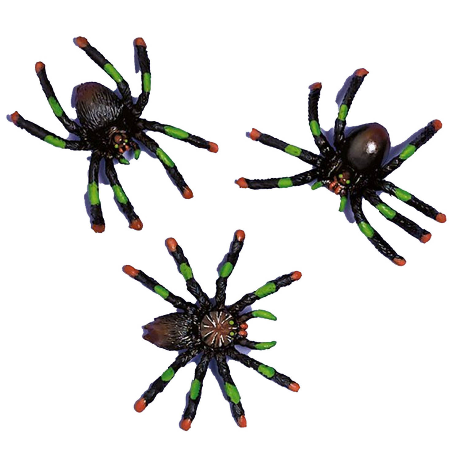 Amscan Nep spinnen/spinnetjes 4 x 3 cm - zwart - 8x stuks - Horror/griezel thema decoratie beestjes