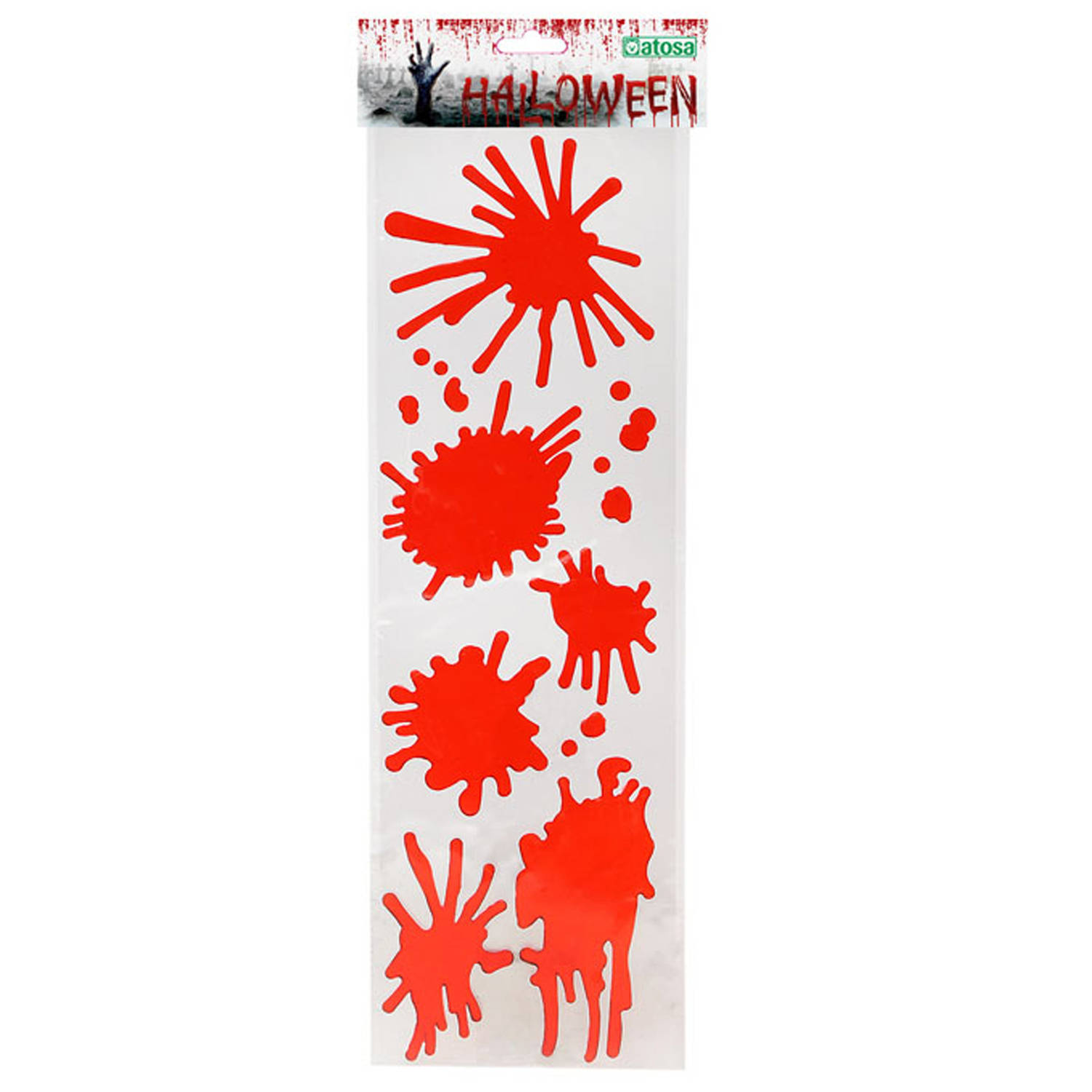 Horror-halloween raamsticker Bloederige vlekken en spetters 46 x 13 cm Feestartikelen-versiering Fee