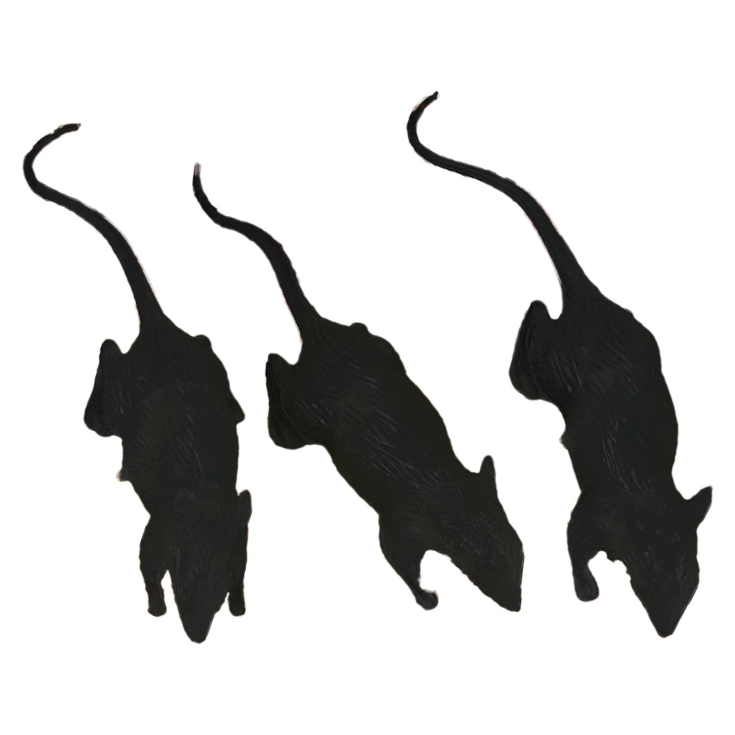 Fiestas nep ratten 6 cm - zwart - 3x - Horror/griezel thema decoratie dieren