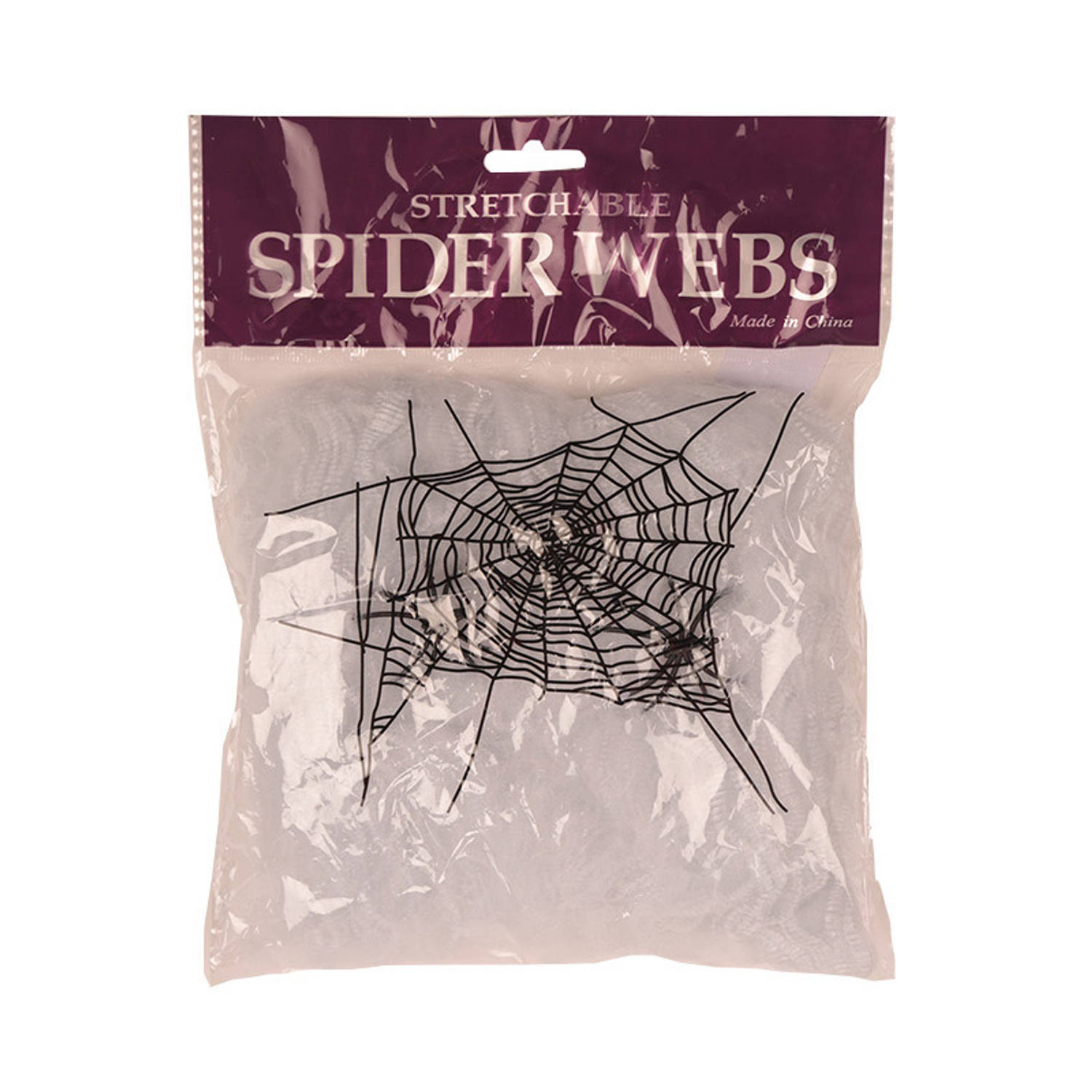 Faram Decoratie spinnenweb/spinrag met spinnen - 20 gram - wit - Halloween/horror thema versiering