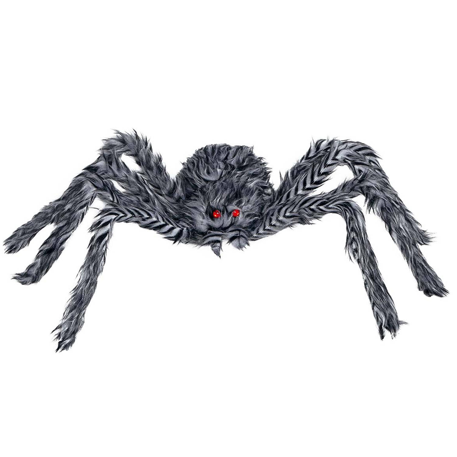 Fiestas Horror spin groot - Halloween decoratie/versiering - grijs - 60 cm- Griezelige thema accessoires