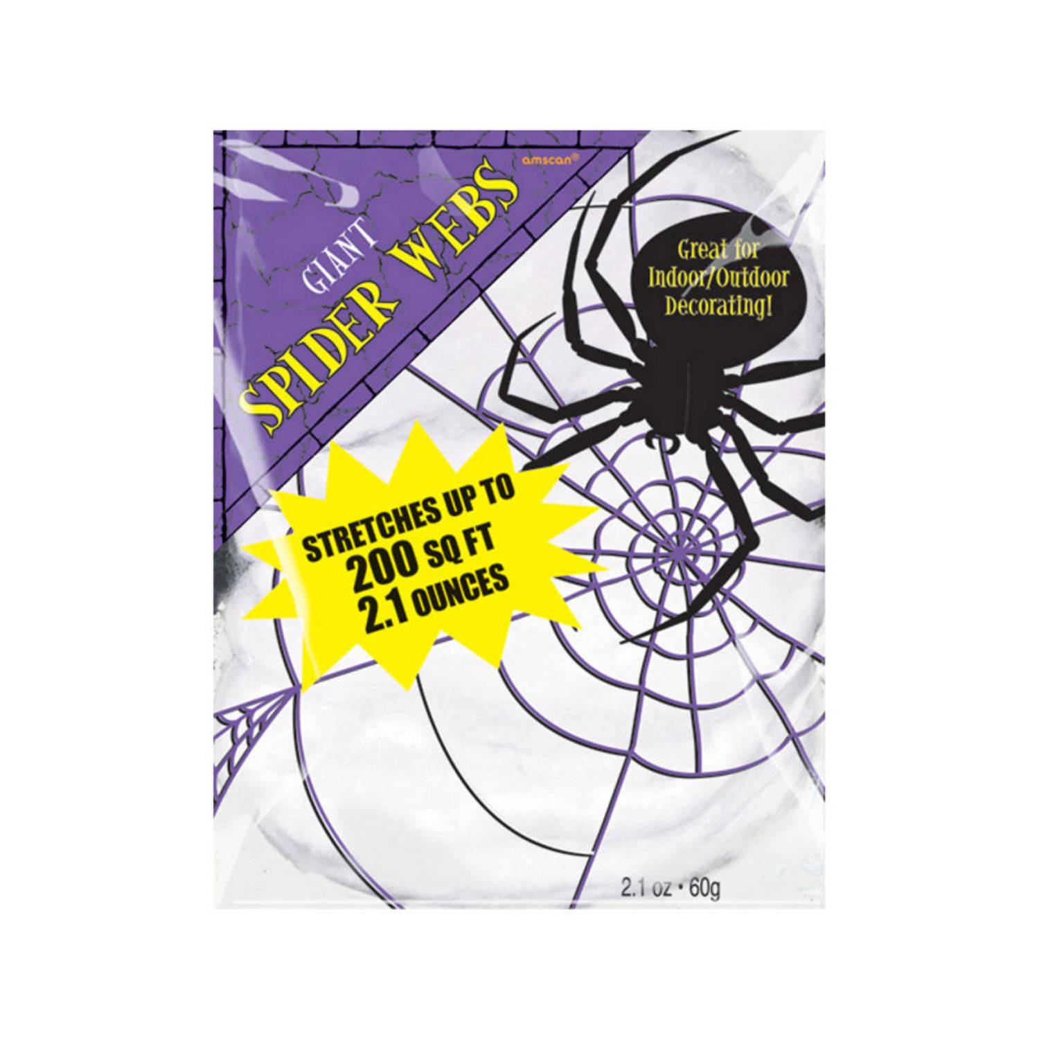 Amscan Decoratie spinnenweb/spinrag - 60 gram - wit - Halloween/horror thema versiering