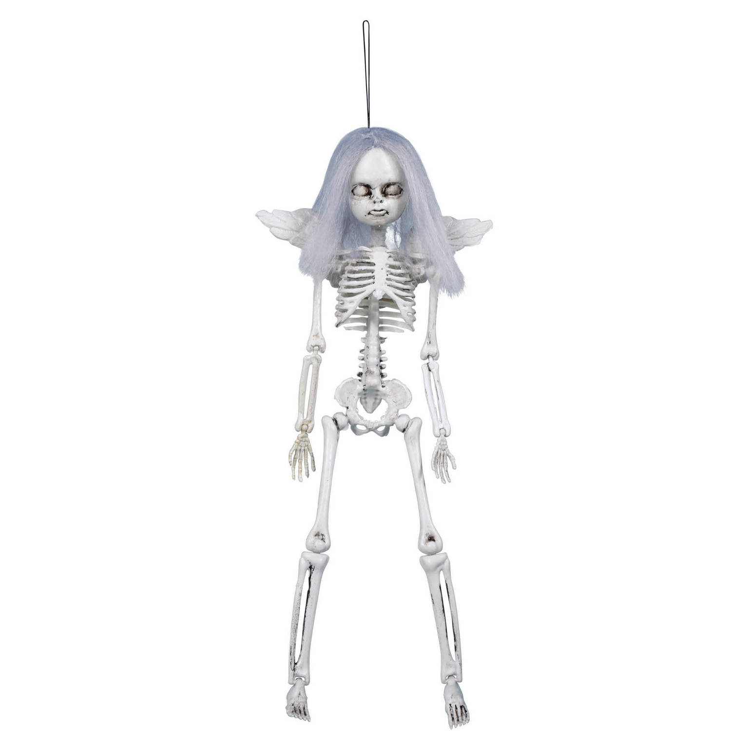 Fiestas Horror decoratie skelet/geraamte pop - engel des doods - 40 cm - griezelige Halloween hangdecoratie