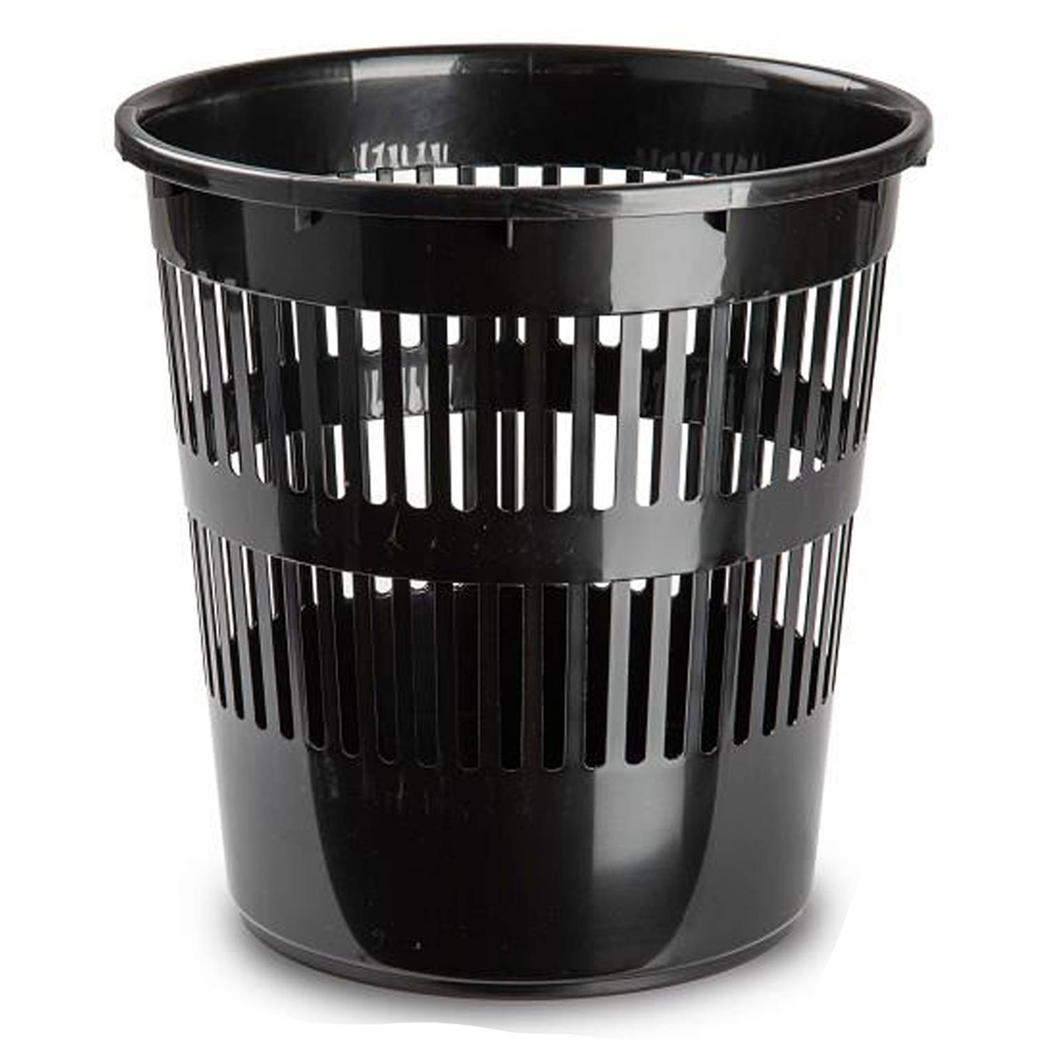 Plasticforte Afvalbak/vuilnisbak/kantoor prullenbak - plastic - zwart - 28 cm