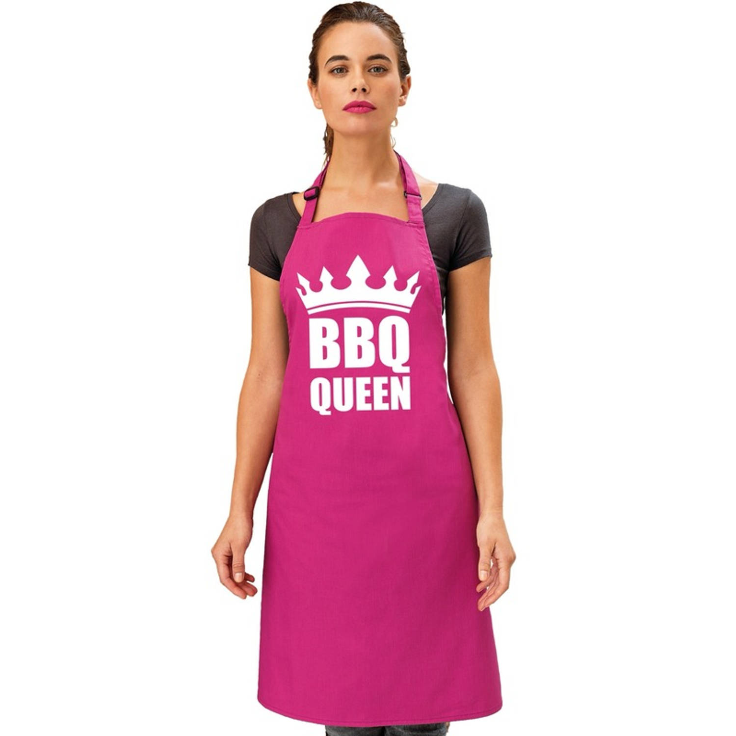 Barbecueschort BBQ Queen roze dames Feestschorten